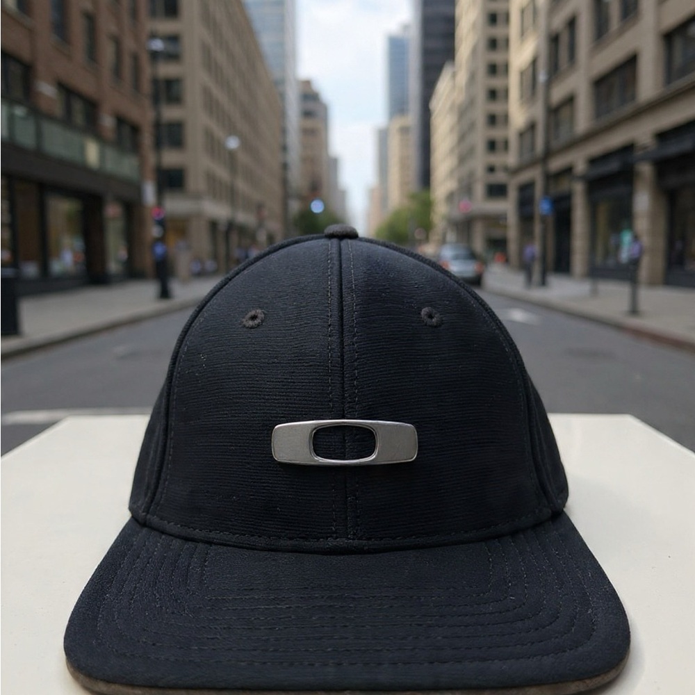 Oakley Men's Black Cap with Silver Logo
